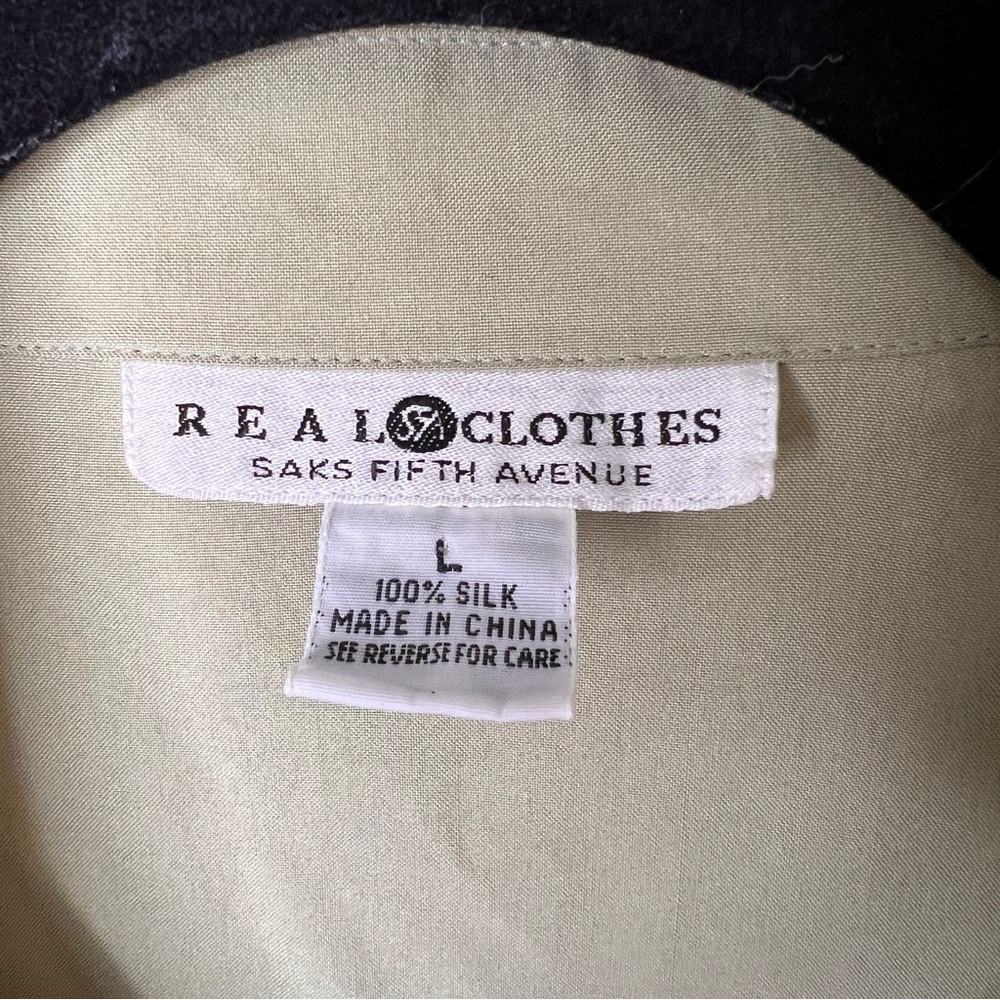 Real Clothes Saks Fifth Ave Silk Blouse Short Sleeve Large Vintage 90s - Picture 8 of 9